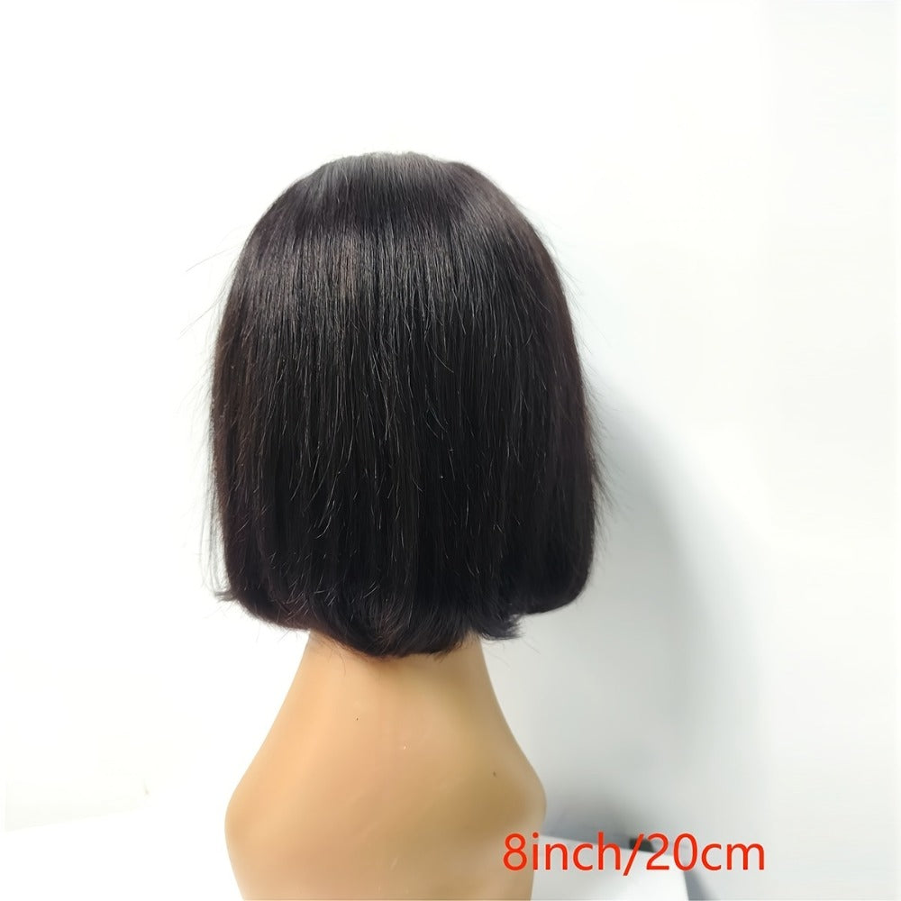 Lace Front Bob Wig Human Hair T Part 13x4 Pre-Plucked 180% Density Straight Side Part Natural, for Home, Travel and Salon Hair Styling