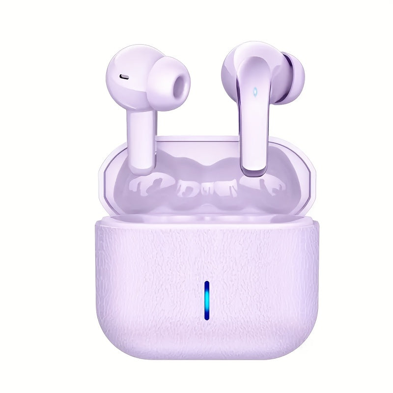 Bass Stereo Wireless Earphones Bluetooth 5.4, Playtime In-Ear Earbuds with Noise Cancelling Mic & LED Display