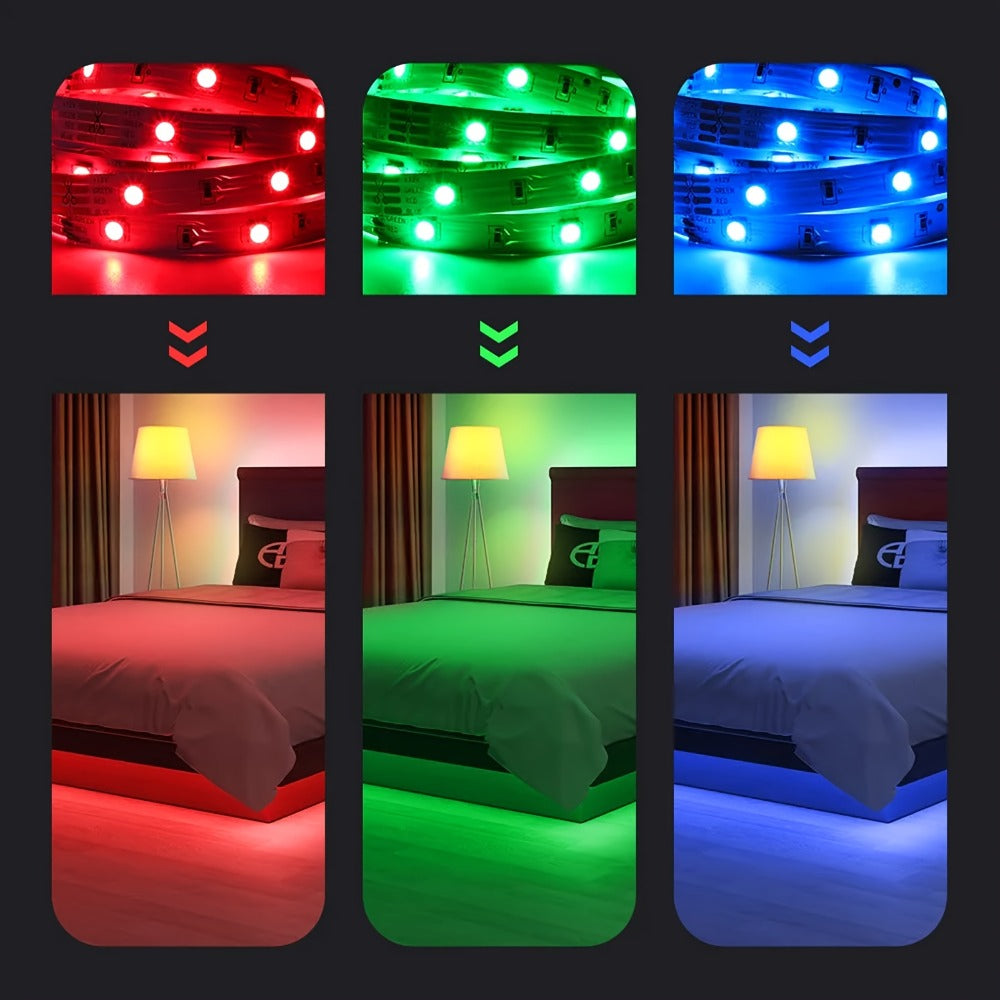 RGB LED Strip Lights for Party Wedding Event with 44-Key Remote – Colorful Color Changing Dimmable 50FT 100FT for Bedroom Kitchen Bar