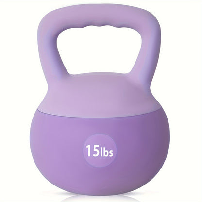 Soft PVC Kettlebell Iron Sand Filled – Wide Non-Slip Handle, 10 to 25 lbs, Safe for Home Use – Strength Training Weights for Women &