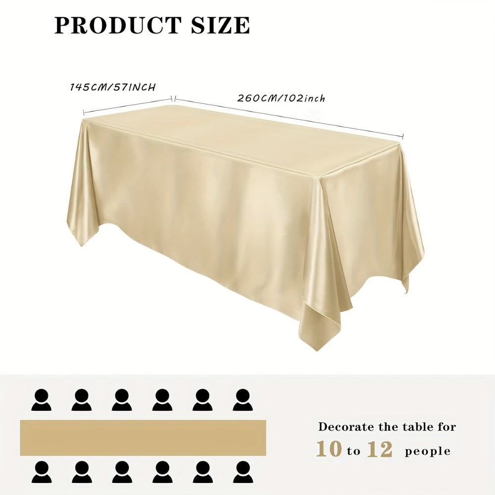 Tablecloth Satin Rectangle Cover 12-Piece Set in 57 x 102-Inch Size and Fourteen Colors for Events
