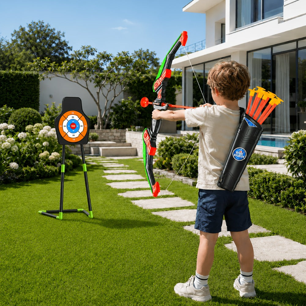 Kids Bow and Arrow Archery Set 10 Suction Cup Arrows Quiver Standing Target with the Listed Color, Size or Set Options for Everyday Use