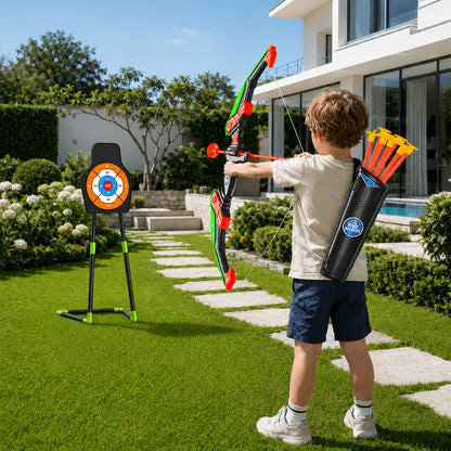 Kids Bow and Arrow Archery Set 10 Suction Cup Arrows Quiver Standing Target with the Listed Color, Size or Set Options for Everyday Use