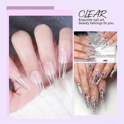 120g Acrylic Nail Powder Jar in Clear, Pinkish, Nude or White for Use with Compatible Acrylic Liquid