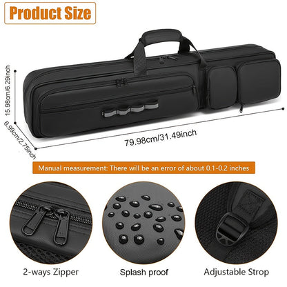 Pool Cue Case 4x4 with Hidden Backpack Strap | Billiard Cue Bag Holds 4 Butts & 4 Shafts | Hard Shell Pool Stick Carrying Case