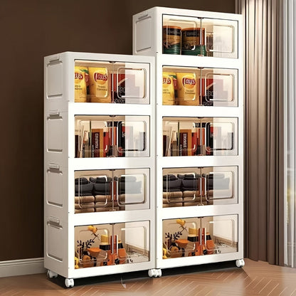 Stackable Plastic Storage Box with Flip Lid, Large Multifunctional Rectangular Organizer for Home & Office