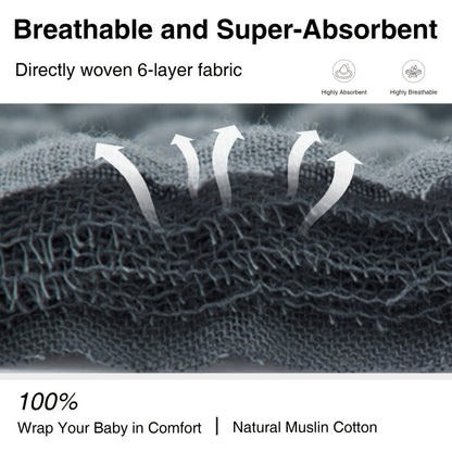 6-Layer Gauze Blanket 100% Muslin, Breathable Cotton Throw for Couch & Bed, All Season Adult Blanket