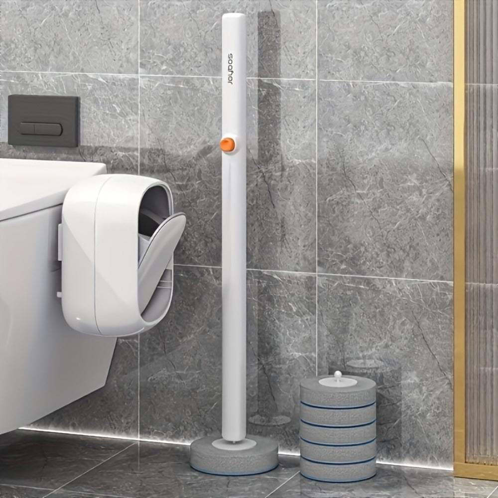 Disposable Toilet Brush & Holder Set with 6 Refill Wands, Wall Mounted, Pre-Loaded Scrubbing Solution