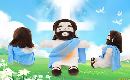 Sacred Heart of Jesus Plush Doll 15.7 Inch - Breathing Glowing Light Christian Religious Toy for Kids