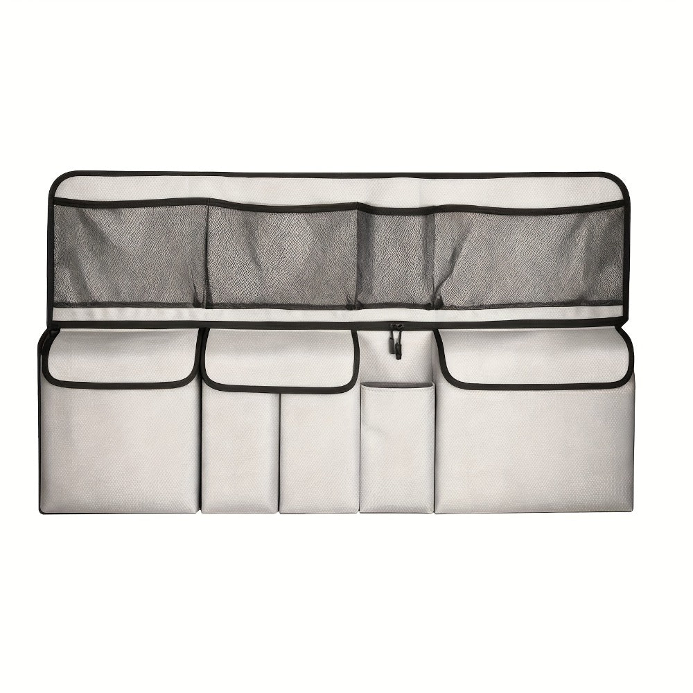 Car Trunk Organizer Bag – High Capacity Oxford Cloth Rear Seat Storage with Adjustable Dividers & Storage Pockets, Universal Fit for Cars