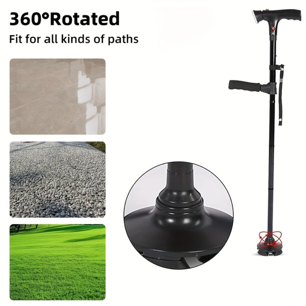 Foldable Walking Cane for Seniors Adjustable Height Folding Stick with Wrist Strap T-Handle for Entryways, Bedrooms and Living Spaces
