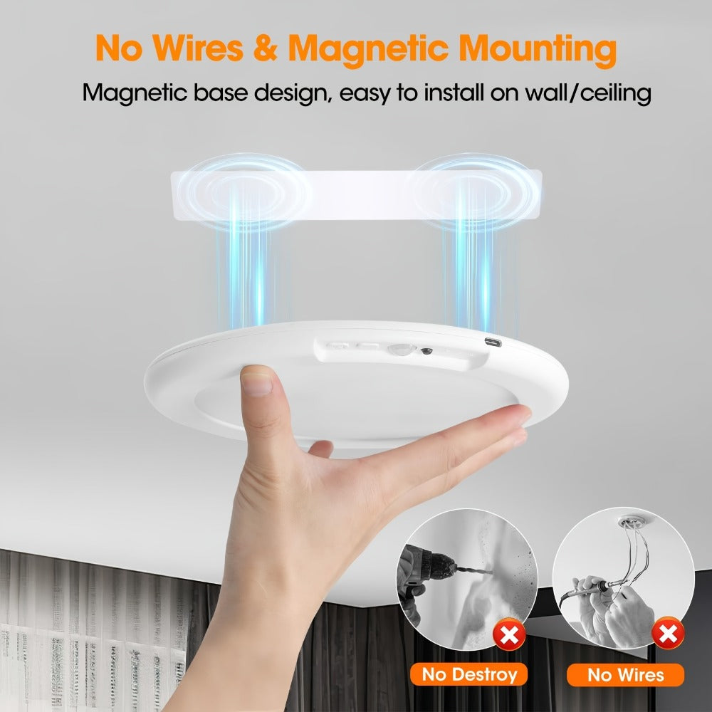Rechargeable Ceiling Light No Wiring, Battery Operated LED Ceiling Light with Remote Control, Motion Sensor