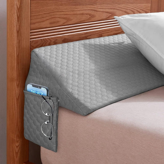 Mattress Gap Wedge Pillow in Twin, Full, Queen or King with Grey, White and Bamboo-Labeled Options