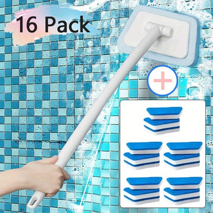 Shower Cleaning Brush Set Replaceable Heads – Bathtub Scrubber, Wall Tile Brush, Window Glass Cleaner & Floor Brush