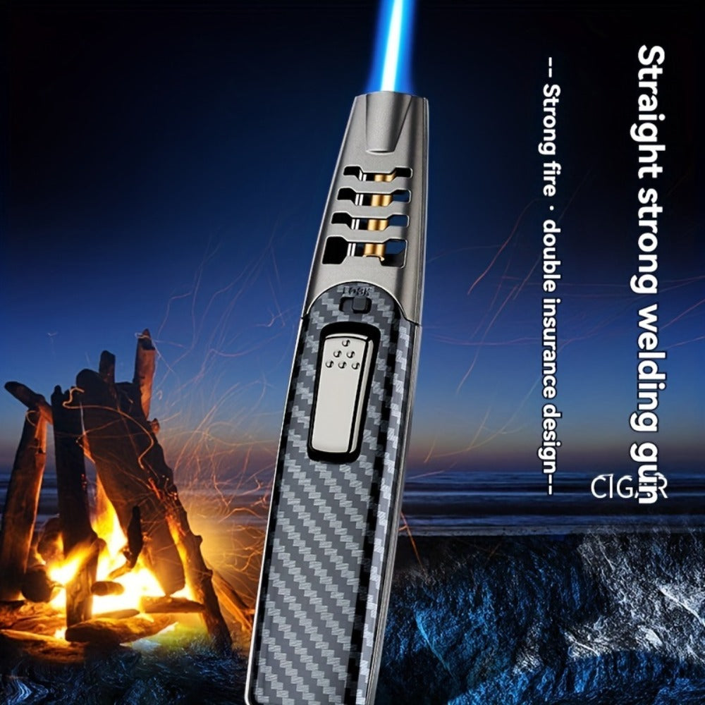 Kitchen Torch Lighter Carbon Fiber Windproof, Adjustable High-Temperature Flame with Safety Lock