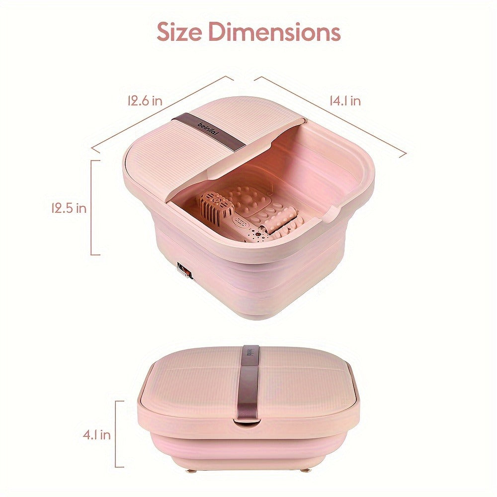 Foot Spa Bath Massager with Heat and Bubbles, Foldable Electric Foot Soak Tub with Heating, Bubble Massage