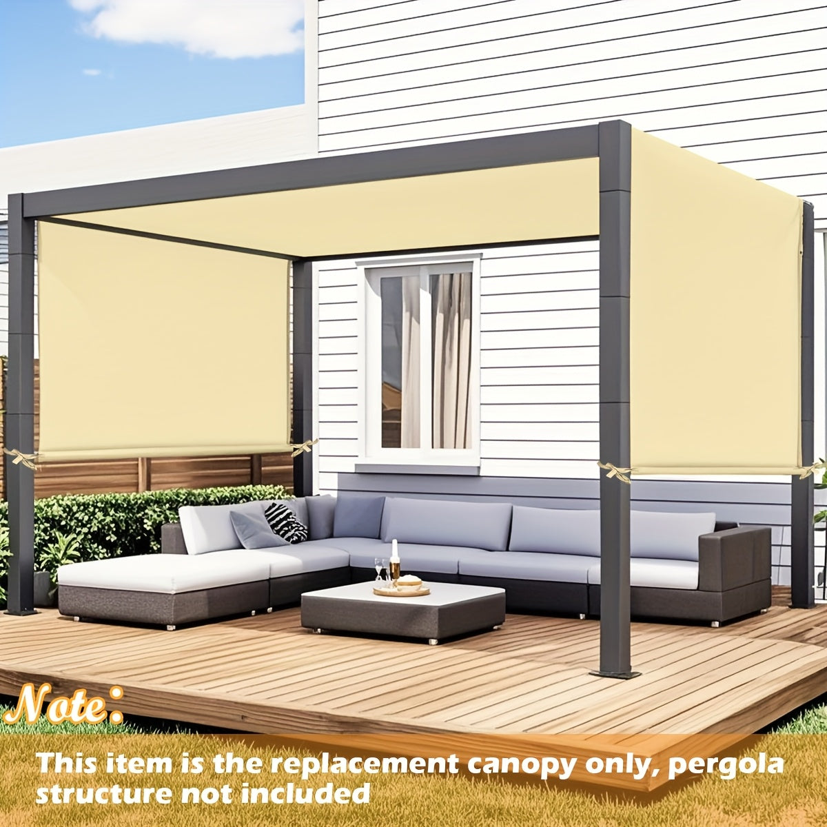 Pergola Canopy Replacement Retractable UV Block | Patio Shade Cover