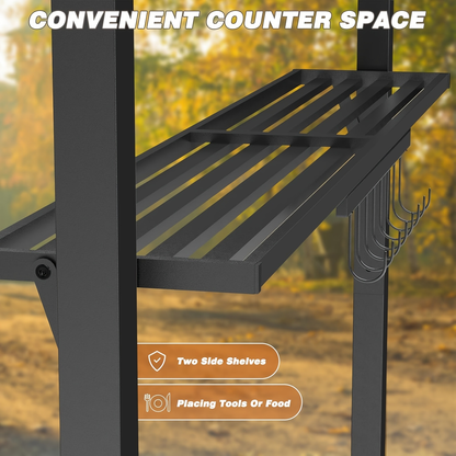 Outdoor Grill Gazebo Double-Tier BBQ Canopy for Grilling, Camping and Outdoor Meals, with the Listed Configuration