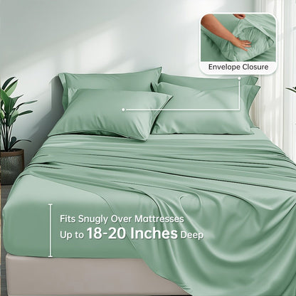 Fitted Sheet Set Cooling Deep Pocket – 2000TC Soft Microfiber Bed Sheet, Shrink Fade Wrinkle Resistant, 11 Colors 4 Sizes