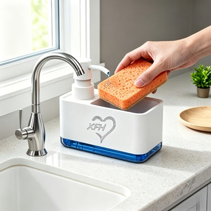 Soap Dispenser with Sponge Holder 2-in-1 – Countertop Dish Soap Pump Dispenser and Sponge Caddy for Kitchen Sink