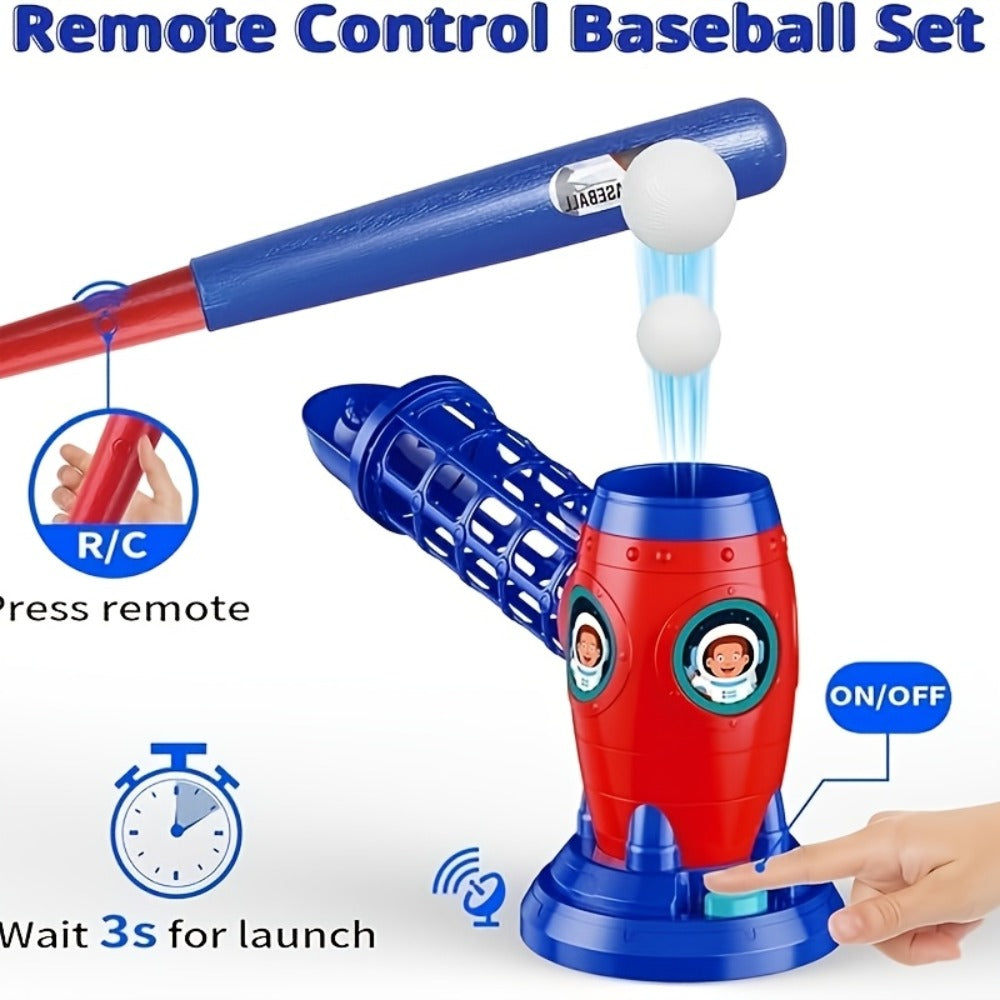 Kids Baseball Pitching Machine Toy Set, Children's Baseball Trainer with Bat, Ball Machine & 10 Balls