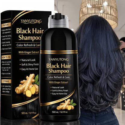 Ammonia-Free Herbal Hair Color Shampoo 3-in-1 Colors in 15 Minutes Lasts 30 Days – Semi Permanent Gray Coverage Moisturizing Cleansing Black