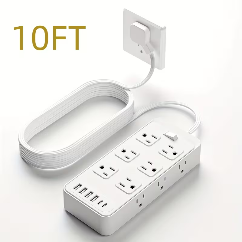 Charging Station 18-in-1 Power Strip Surge Protector 12 AC Outlets 6 USB Ports 4 USB-A 2 USB-C for an Everyday Personal Care Routine