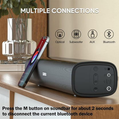 2.1 Channel Soundbar with Subwoofer for TV PC Gaming, Wireless Bluetooth Optical AUX Wall-Mountable Surround Sound System