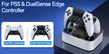 Safe Charging PS5 Controller Charging Station with Smart Chip, Dual Fast Charging Dock for DualSense & DualSense Edge