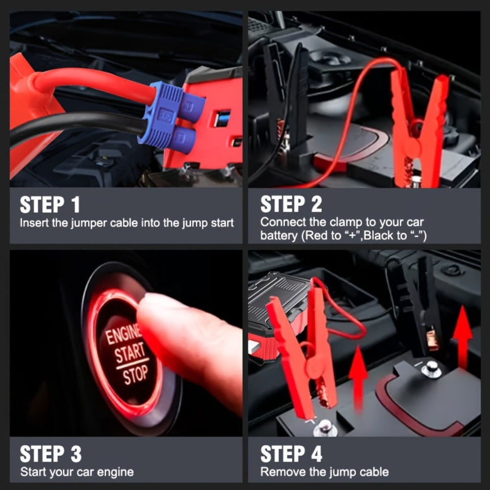 Red or Green Jump Starter with Digital Battery Display and Smart-Clip or Straight-Clip Cable Options