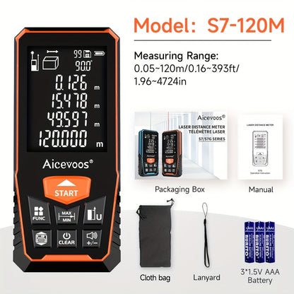 Digital Laser Rangefinder 50M 70M 100M 120M Laser Distance Meter Tape Measure Range Finder for Construction DIY Outdoor Contractor Gift
