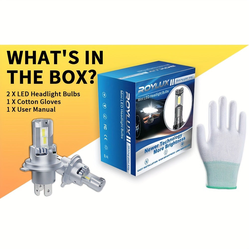 H4 LED Headlight Bulbs 60000LM 120W 6500K White High Low Beam Conversion Kit, 9003 HB2 HIR2 9012 Mini CSP Chips Non-Polarity EMC