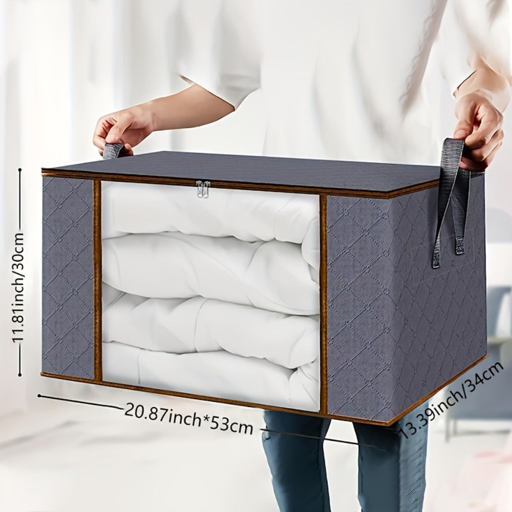 Storage Bag Set, 6-Piece Rectangular Non-Woven Closet Organizers with Zipper Closures, Handles and Foldable Design