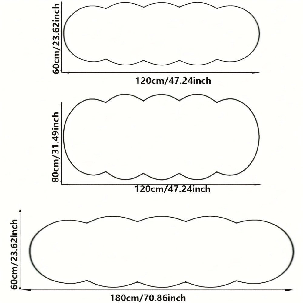 Area Rug, Wavy-Edge Imitation Plush Accent Carpet in White, Gray or Khaki with Three Size Options