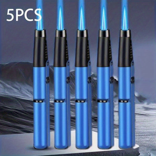 1300°F Torch Lighter 5pcs Blue Flame Windproof Refillable with Safety Lock - Jet Flame for Candles