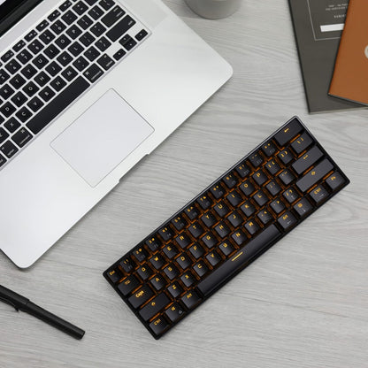Mechanical Keyboard 61-Key Wired Hot-Swap Layout with RGB Backlighting and Red or Cyan Switch Options