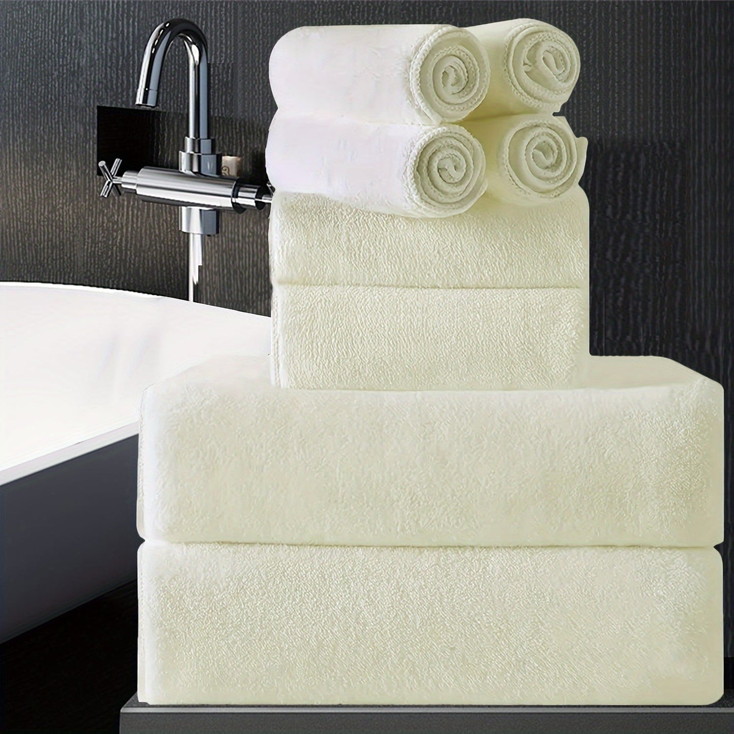 Bath Towels Set 8 Piece 750GSM Oversized 35 x 70 Inch Sheets in 15 Color Options for Home and Guest Use