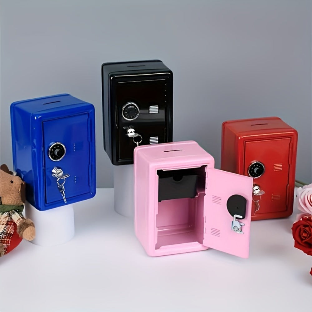 Password Lock Cash and Coin Storage Box with Key Lock Portable Money Box for Saving Cash Coins Notebooks Passports Valuables Home Office