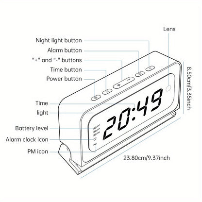 Security Camera 2K Clock-Format Model with Dual-Band WiFi, Color Night Vision, Motion Detection and Two-Way Talk