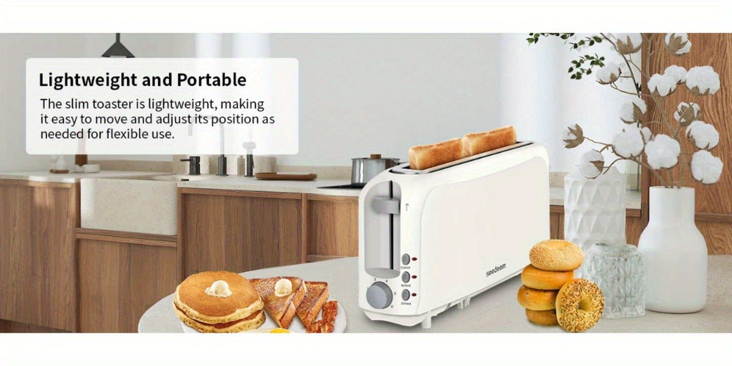 Slim Toaster 2-Slice – SEEDEEM 6-Setting Shade Control, Cancel, Reheat & Defrost, Removable Crumb Tray, 750W Compact Fits-Anywhere Design
