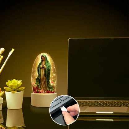 Guadalupe Prayer Light with White LED & Switch Control - Virgin Mary Night Light for Entryways, Bedrooms and Living Spaces