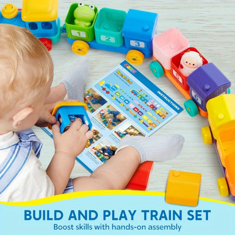Farm Number Train Learning Toy for Toddlers with 9 Farm Animals & Farmer with the Listed Color, Size or Set Options for Everyday Use