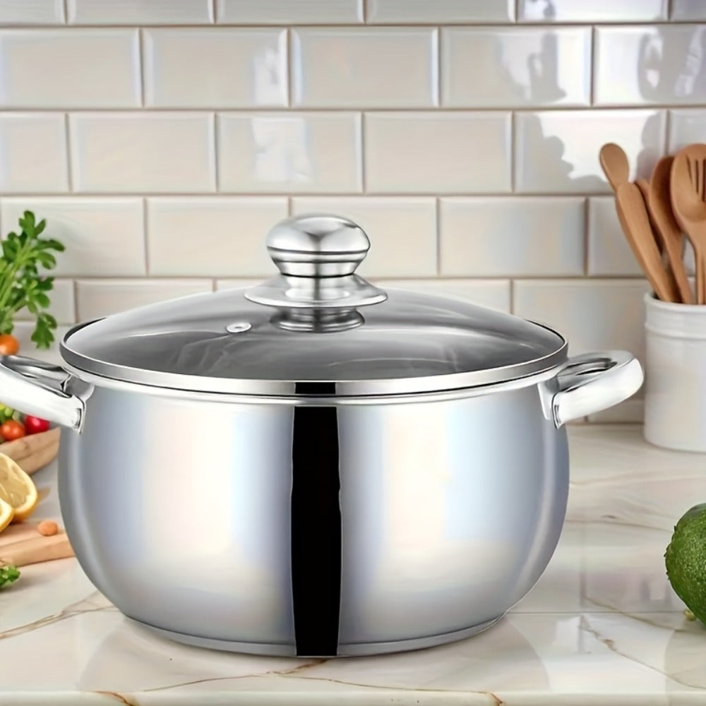 Stainless Steel Soup Pot Apple Pot Heat Resistant Handles Versatile Cookware for Boiling for Home Cooking, Dining and Outdoor Meals