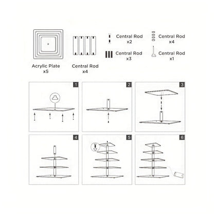 5-Tier Acrylic Cupcake Stand with LED String Lights for Entryways, Bedrooms and Living Spaces