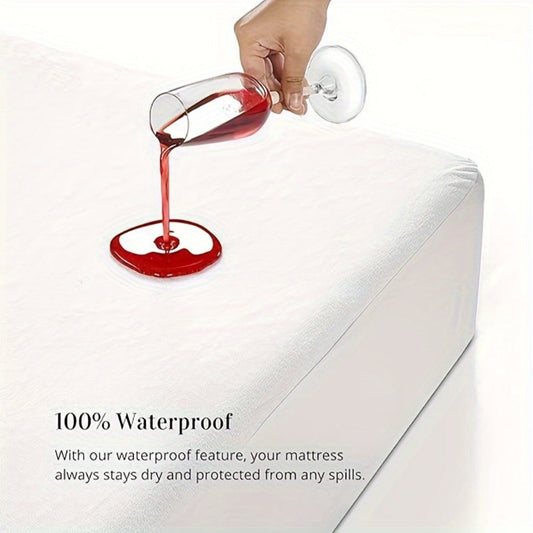 Two-Piece White Fitted Mattress Protector Set in Twin, Full, Queen or King 15-Inch-Pocket Checkouts