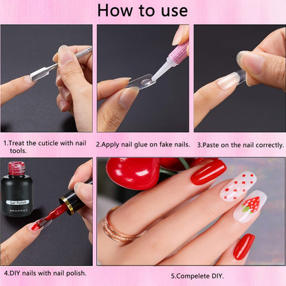 Press On Nail Glue 60pcs Professional Acrylic Nail Tip Adhesive – Super Strong Gel Formula for False Nails