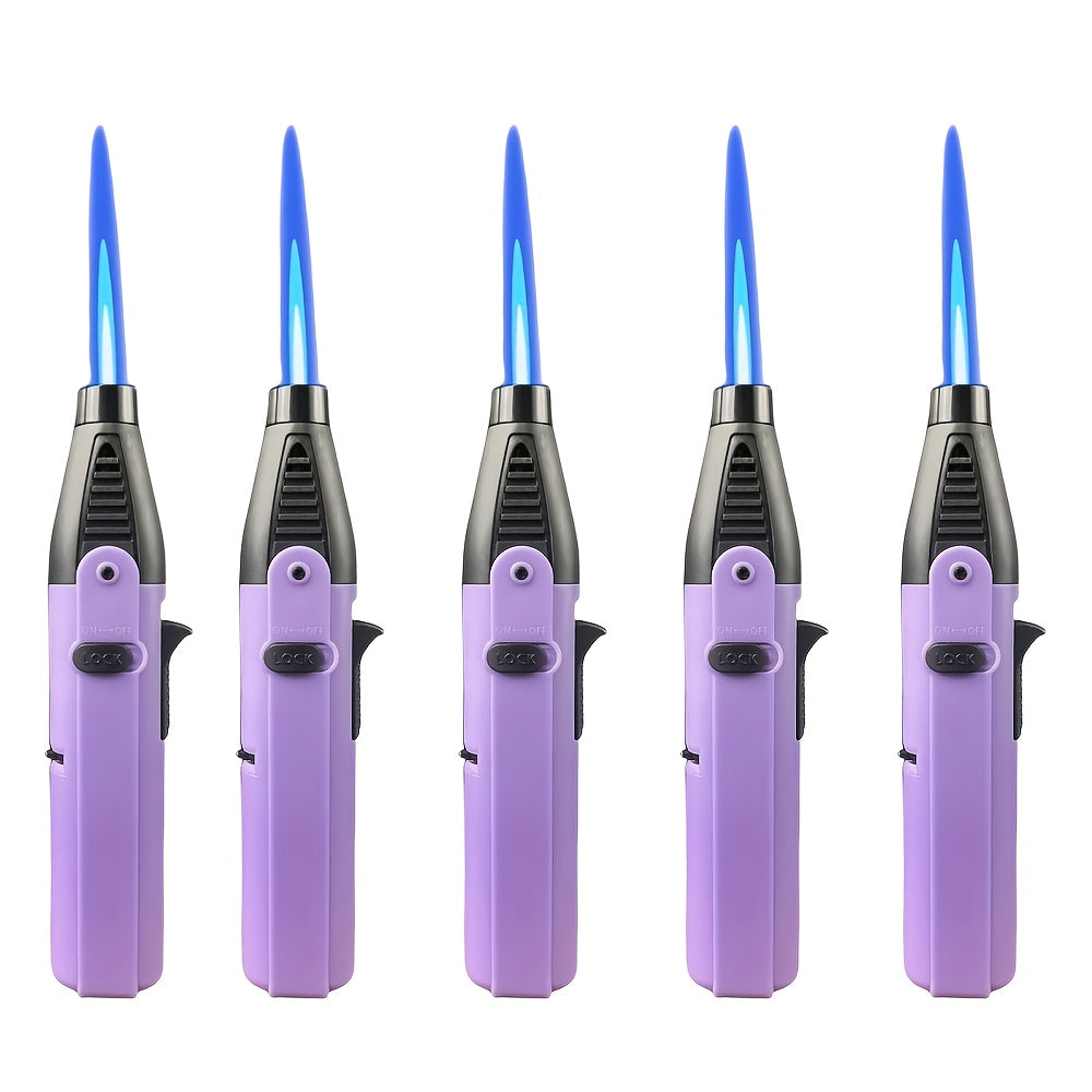 Windproof Torch Lighter 5 Pack Outdoor Butane Gas Lighter Set 1300 1800 Degree Blue Flame for Grilling, Camping and Outdoor Meals