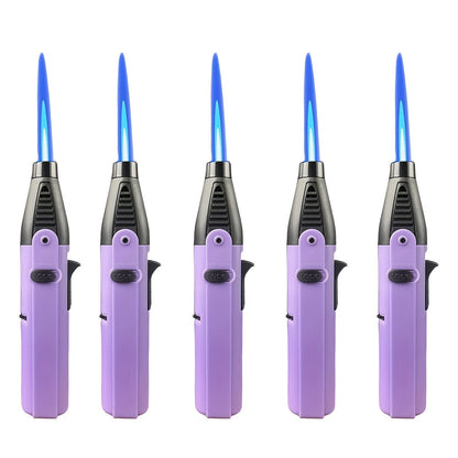 Windproof Torch Lighter 5 Pack Outdoor Butane Gas Lighter Set 1300 1800 Degree Blue Flame for Grilling, Camping and Outdoor Meals