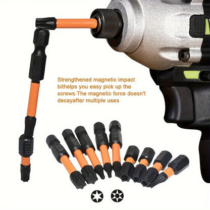 Impact Torx Bit Set 26pcs T7-T40 S2 Steel CNC Machined Tips Security Tamper-Proof Torx Bits 1" & 2" Lengths for Impact Drivers Drills Power