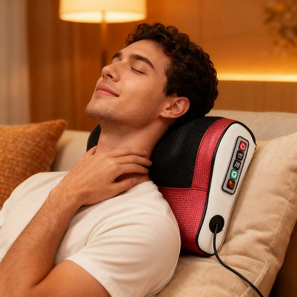 Shiatsu Neck & Back Massage Pillow – Bidirectional Rotating Deep Tissue Kneading Cervical Massager for Pain Relief